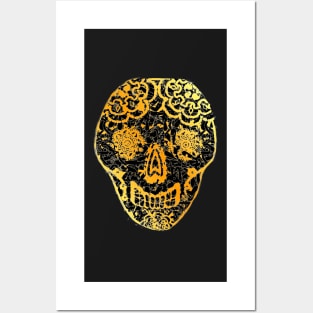 Gold Tiled Sugar Skulls Posters and Art